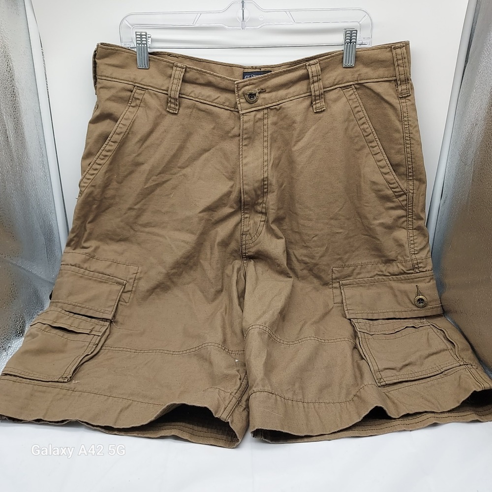 Levis Mens Brown Cotton Cargo Short Utility Workwear Casual Pocketed Shorts SZ34